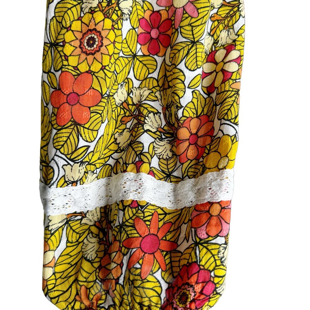 Jane and Delancey Floral Smocked Tunic Top Boho Bohemian Yellow Orange Red XL ￼ - Picture 5 of 9